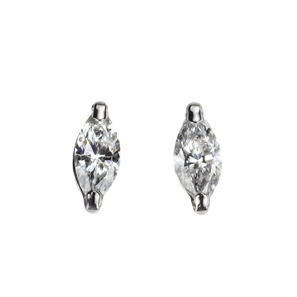 K18WG マーキスカット ダイヤモンド ピアス 0.20ct スタッド