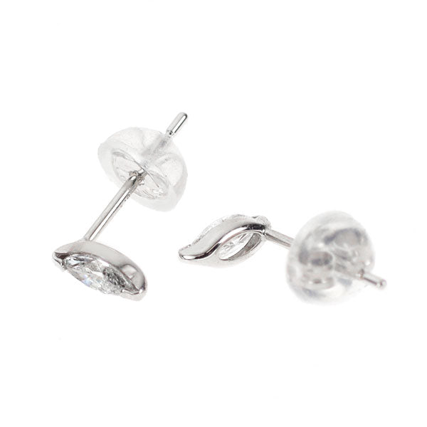 K18WG マーキスカット ダイヤモンド ピアス 0.20ct スタッド