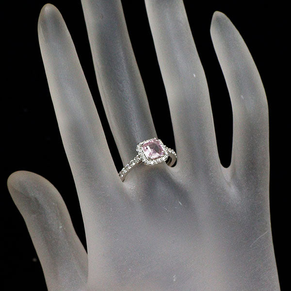 希少 Pt950 非加熱パパラチア サファイア ダイヤモンド リング 1.11ct D0.35ct