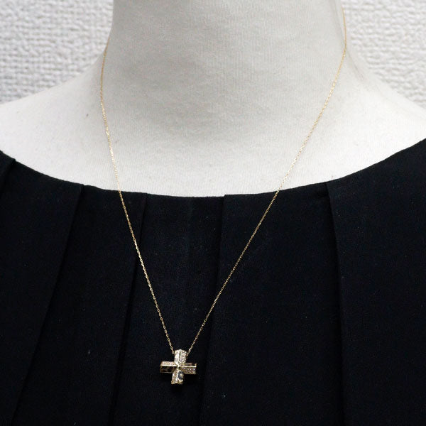 エナメル/K18YG ダイヤモンド ペンダントネックレス 0.34ct クロス