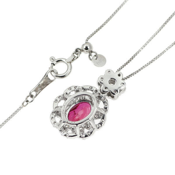 Pt900/ Pt850 非加熱ルビー ダイヤモンド ペンダントネックレス 1.022ct D0.43ct