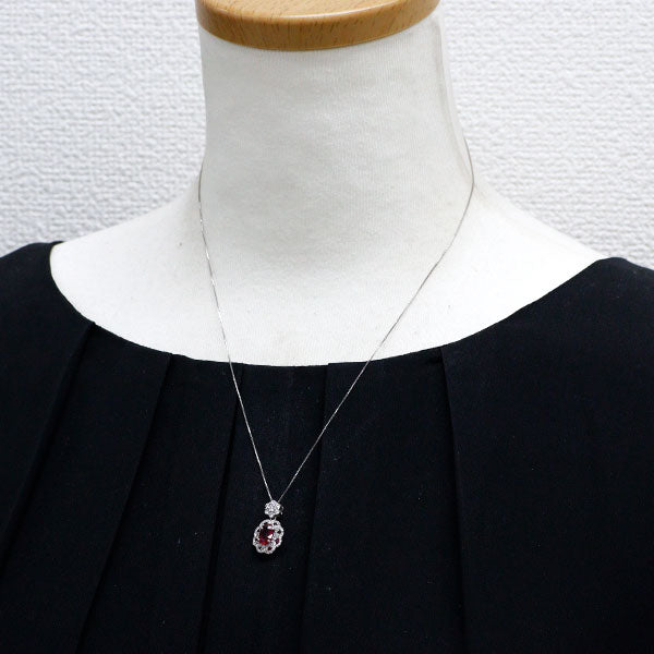 Pt900/ Pt850 非加熱ルビー ダイヤモンド ペンダントネックレス 1.022ct D0.43ct