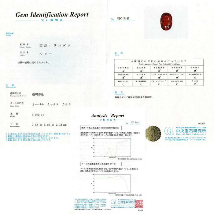 Pt900/ Pt850 非加熱ルビー ダイヤモンド ペンダントネックレス 1.022ct D0.43ct