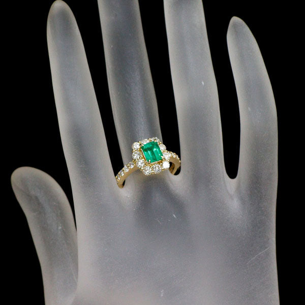 K18YG エメラルド ダイヤモンド リング 1.017ct D1.15ct