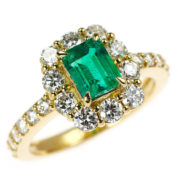 K18YG エメラルド ダイヤモンド リング 1.017ct D1.15ct