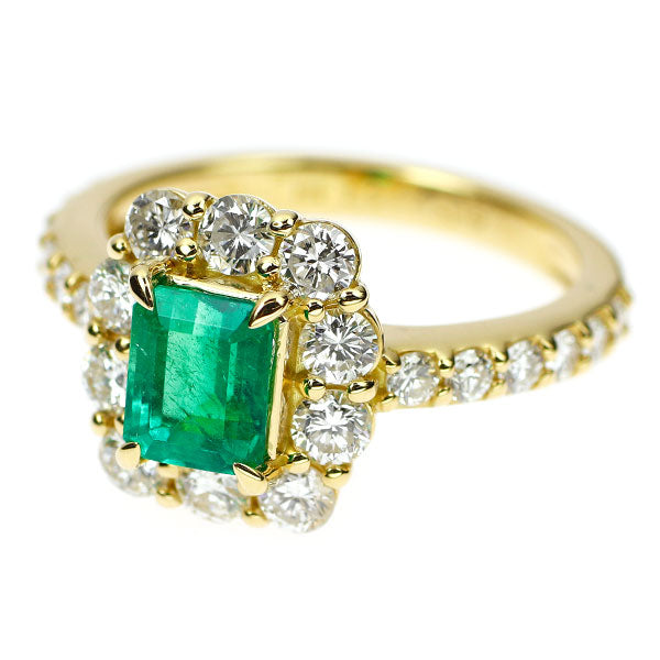 K18YG エメラルド ダイヤモンド リング 1.017ct D1.15ct