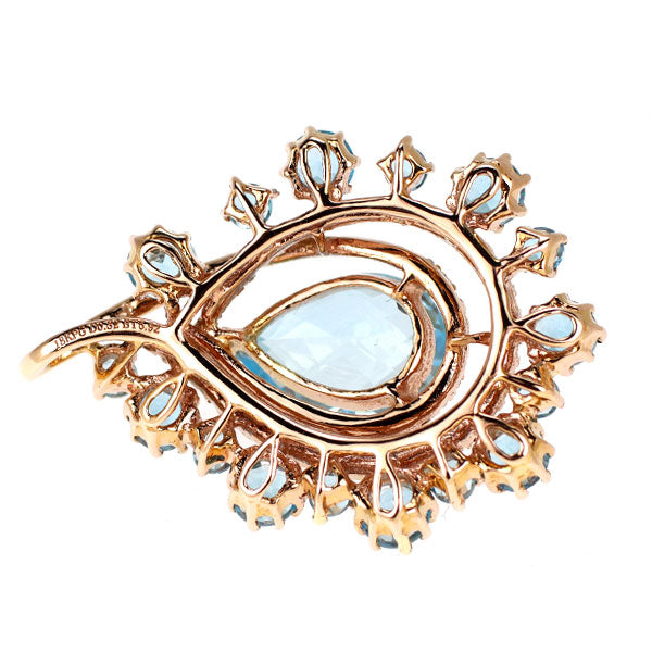 K18PG ブルートパーズ ダイヤモンド ペンダントトップ 5.92ct D0.32ct