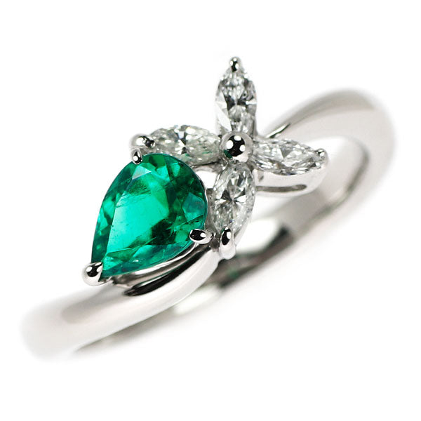 Pt900 最上質エメラルド ダイヤモンド リング 0.46ct D0.20ct
