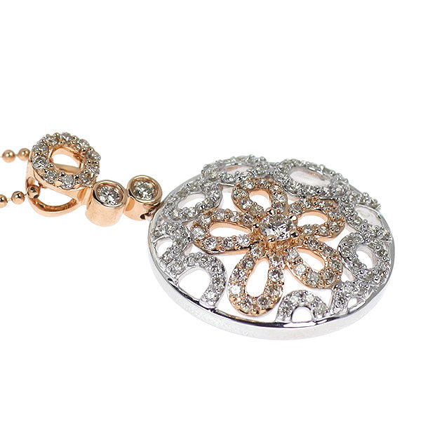 K18WG/PG ダイヤモンド ペンダントネックレス 0.62ct フラワー
