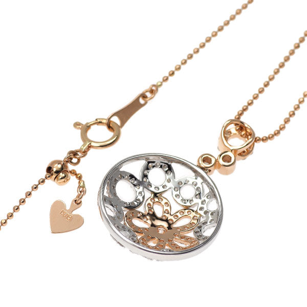 K18WG/PG ダイヤモンド ペンダントネックレス 0.62ct フラワー