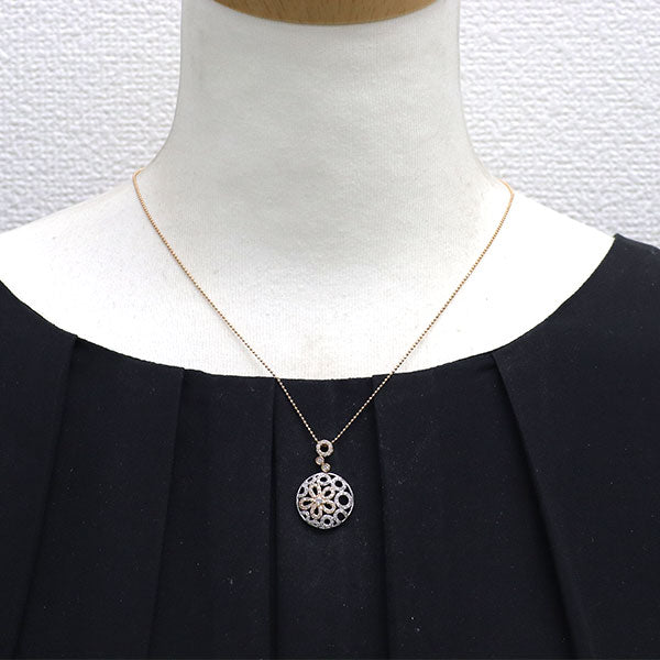 K18WG/PG ダイヤモンド ペンダントネックレス 0.62ct フラワー
