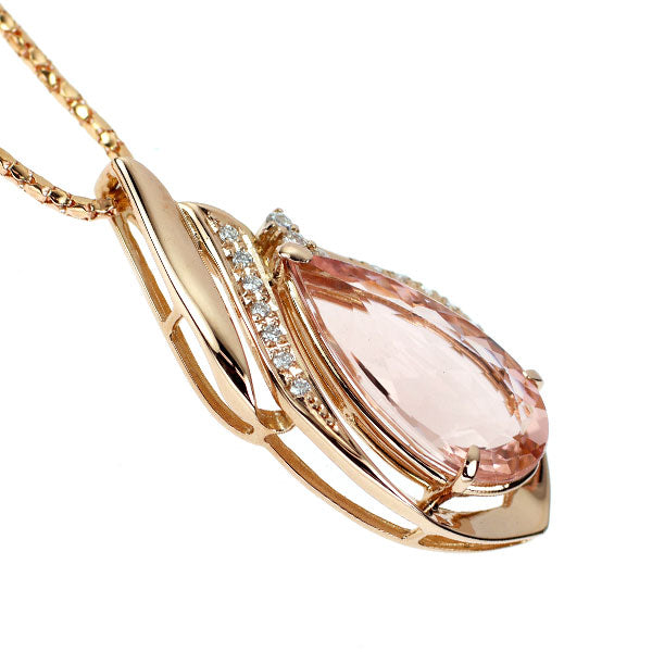 K18PG モルガナイト ダイヤモンド ペンダントネックレス 5.65ct D0.14ct