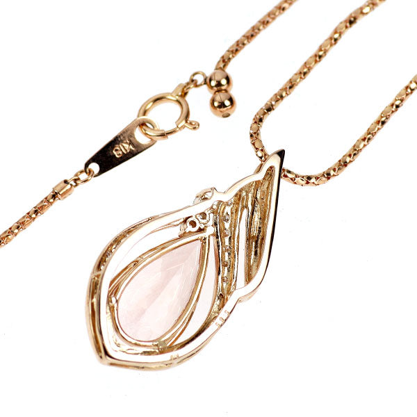 K18PG モルガナイト ダイヤモンド ペンダントネックレス 5.65ct D0.14ct