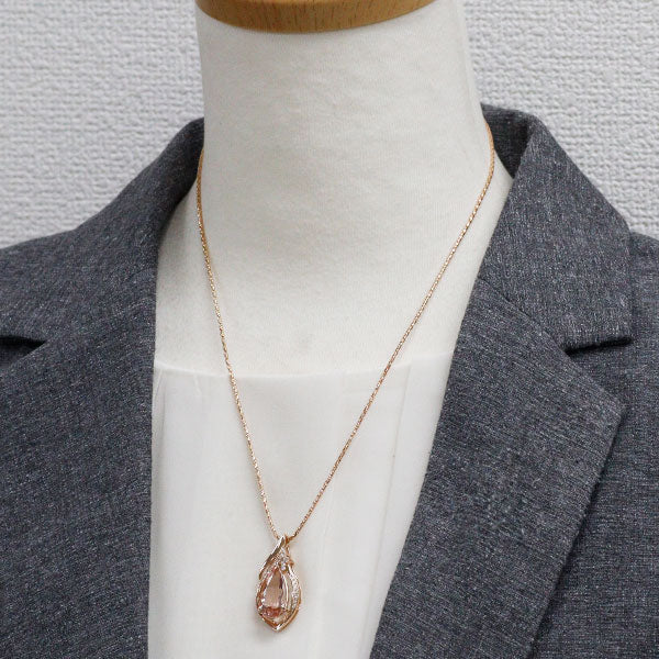K18PG モルガナイト ダイヤモンド ペンダントネックレス 5.65ct D0.14ct