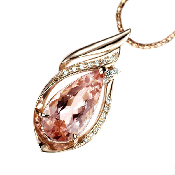 K18PG モルガナイト ダイヤモンド ペンダントネックレス 5.65ct D0.14ct