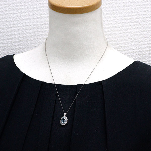Pt950/ Pt850 アクアマリン ダイヤモンド ペンダントネックレス 3.03ct D0.59ct