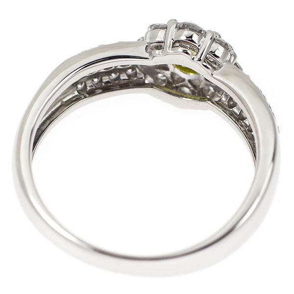 Pt900 アップルグリーン/カラーレス ダイヤモンド リング 0.488ct D0.74ct
