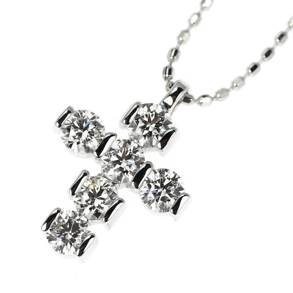K18WG H&C ダイヤモンド ペンダントネックレス 0.45ct クロス