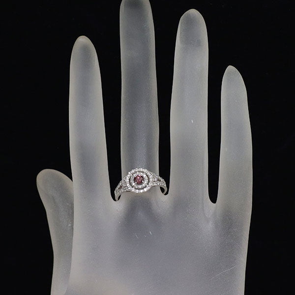 Pt900 トリートピンクダイヤモンド リング 0.154ct D0.45ct