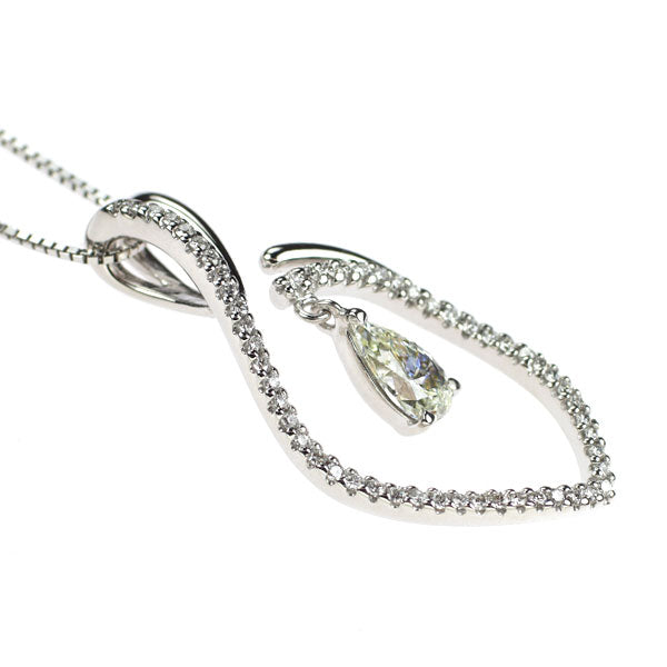 K18WG ペアシェイプ ダイヤモンド ペンダントネックレス 0.577ct D0.27ct