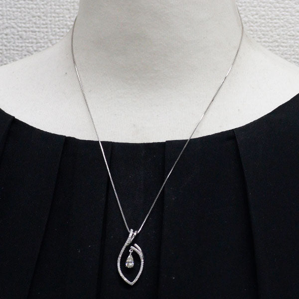 K18WG ペアシェイプ ダイヤモンド ペンダントネックレス 0.577ct D0.27ct