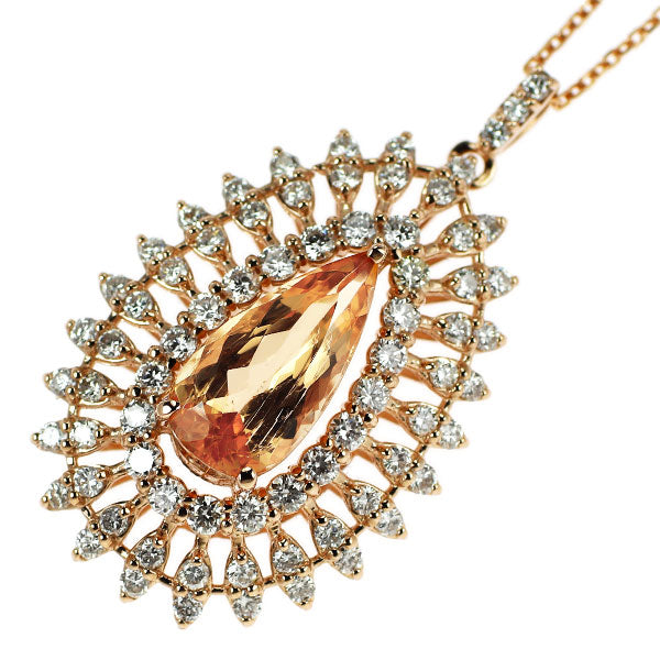 K18PG インペリアルトパーズ ダイヤモンド ペンダントネックレス 2.69ct D1.20ct