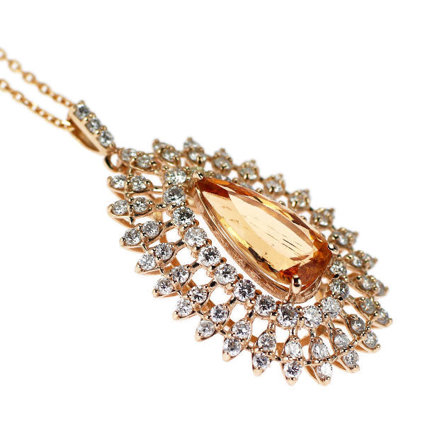 K18PG インペリアルトパーズ ダイヤモンド ペンダントネックレス 2.69ct D1.20ct