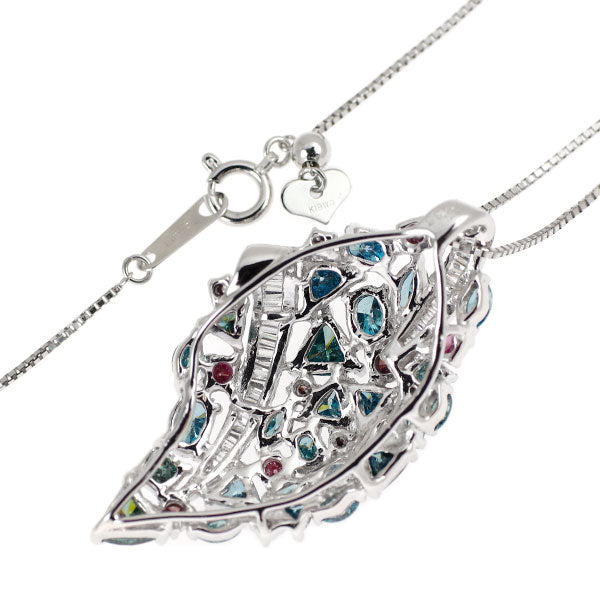 K18WG カラーレス/トリートブルー/トリートピンク ダイヤモンド ペンダントネックレス 3.55ct