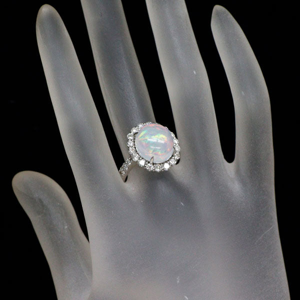 Pt950 ウォーター オパール ダイヤモンド リング 5.43ct D1.22ct