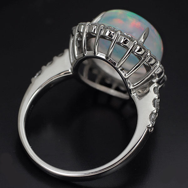 Pt950 ウォーター オパール ダイヤモンド リング 5.43ct D1.22ct
