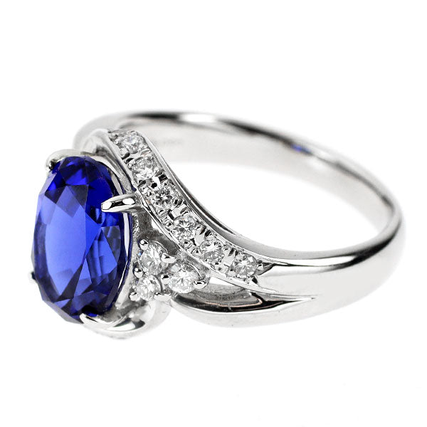 クレサンベール Pt950 再結晶サファイア ダイヤモンド リング 3.60ct D0.43ct