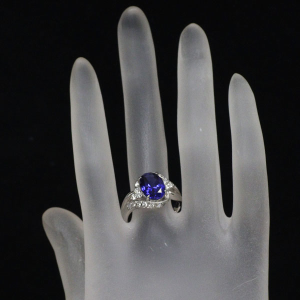 クレサンベール Pt950 再結晶サファイア ダイヤモンド リング 3.60ct D0.43ct