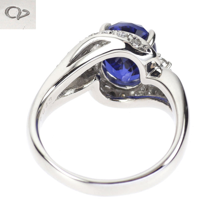 クレサンベール Pt950 再結晶サファイア ダイヤモンド リング 3.60ct D0.43ct