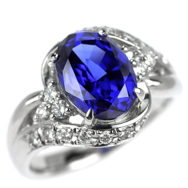 クレサンベール Pt950 再結晶サファイア ダイヤモンド リング 3.60ct D0.43ct