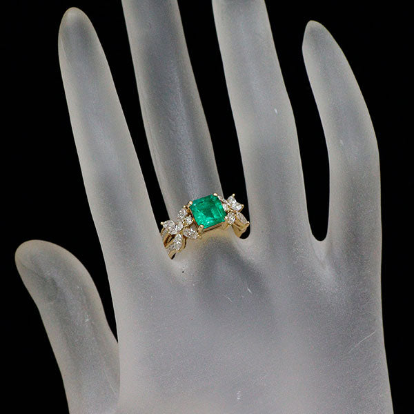 K18YG エメラルド ダイヤモンド リング 1.57ct D1.39ct