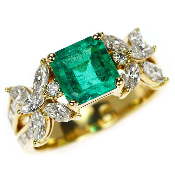 K18YG エメラルド ダイヤモンド リング 1.57ct D1.39ct