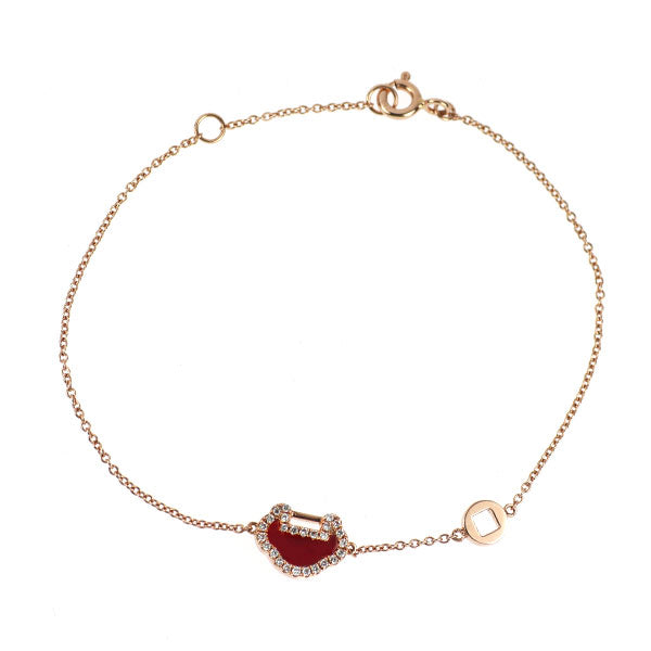 Qeelin/キーリン K18PG レッドアゲート ダイヤモンド ブレスレット D0.120ct Yu Yi
