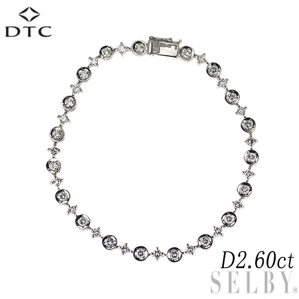 DTC K18WG ダイヤモンド ブレスレット 2.60ct LINE テニス