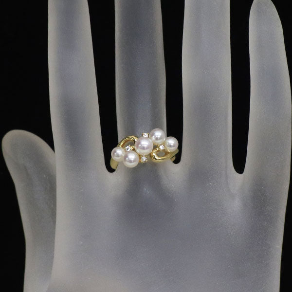 田崎真珠 K18YG アコヤ 真珠/パール ダイヤモンド リング 径約 3.8-4.8mm D0.04ct