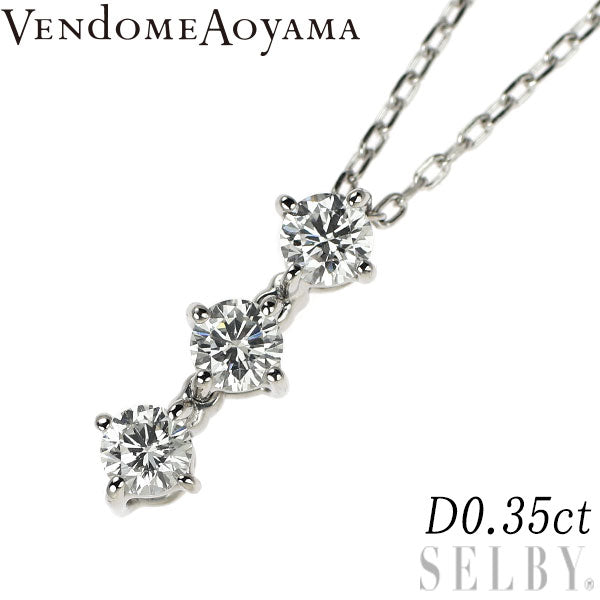ヴァンドーム青山 Pt950/ Pt850 ダイヤモンド ペンダントネックレス 0.35ct スリーストーン