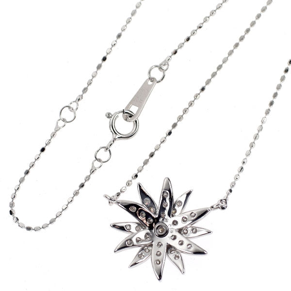 K18WG ダイヤモンド ペンダントネックレス 0.21ct フラワー