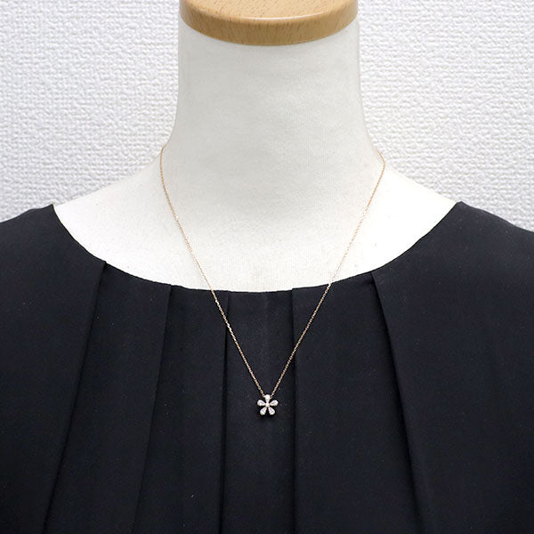 セイレーンアズーロ K18PG ダイヤモンド ペンダントネックレス 0.31ct フラワー