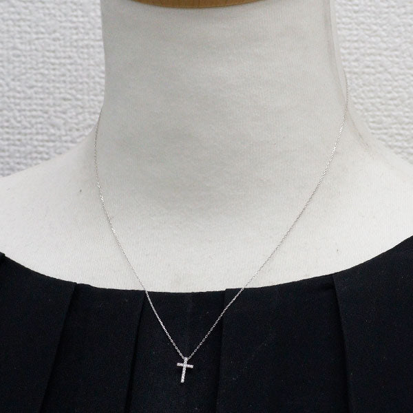 スタージュエリー K18WG ダイヤモンド ペンダントネックレス 0.03ct クロス