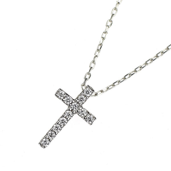 スタージュエリー K18WG ダイヤモンド ペンダントネックレス 0.03ct クロス