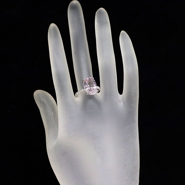 K18WG クンツァイト ダイヤモンド リング 7.18ct D0.11ct
