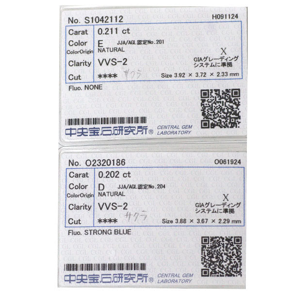 Pt900 さくらカット ダイヤモンド ピアス 0.413ct D/E VVS2 D0.34ct
