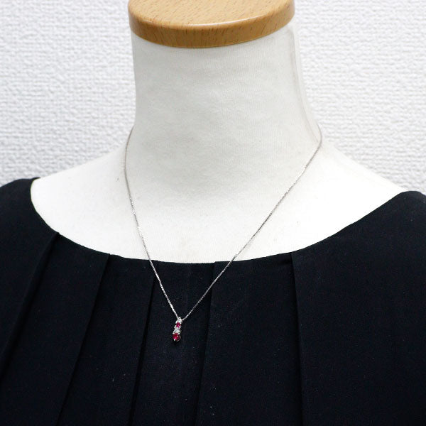 田崎真珠 Pt900/ Pt850 ルビー ダイヤモンド ペンダントネックレス D0.12ct