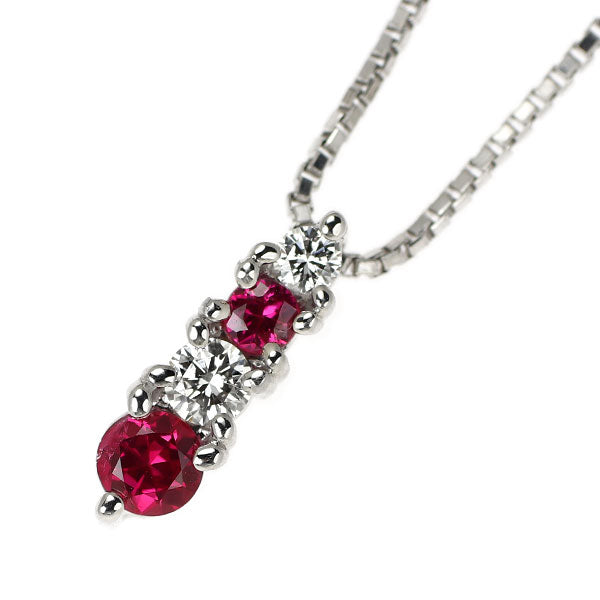 田崎真珠 Pt900/ Pt850 ルビー ダイヤモンド ペンダントネックレス D0.12ct