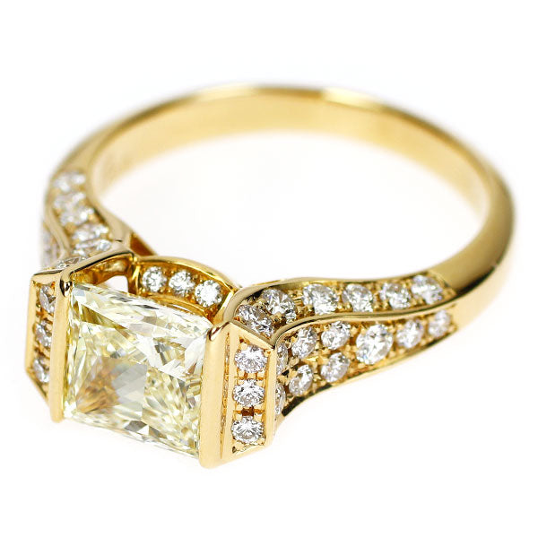 平和堂貿易 K18YG プリンセスカット ダイヤモンド  リング 2.006ct D0.74ct 凱旋門