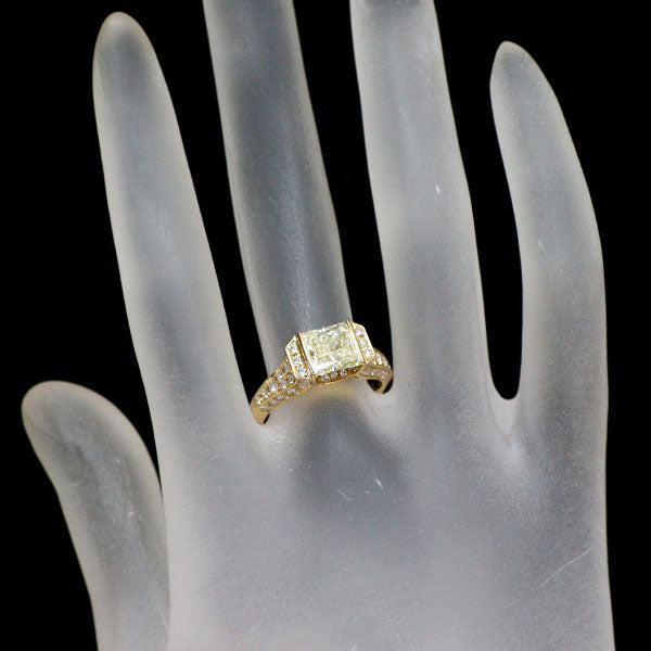 平和堂貿易 K18YG プリンセスカット ダイヤモンド  リング 2.006ct D0.74ct 凱旋門